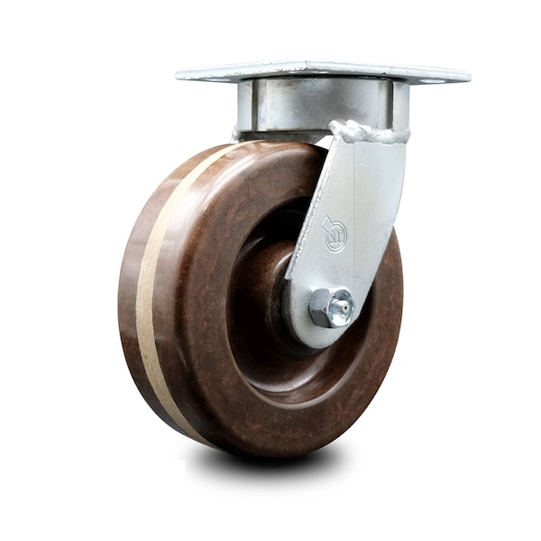 6 Inch Kingpinless High Temp Phenolic Wheel Swivel Top Plate Caster SCC